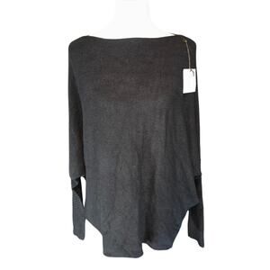 Jaki London Draped Boxy Sweater Black NWT Made in Italy Seamless Knit Wear